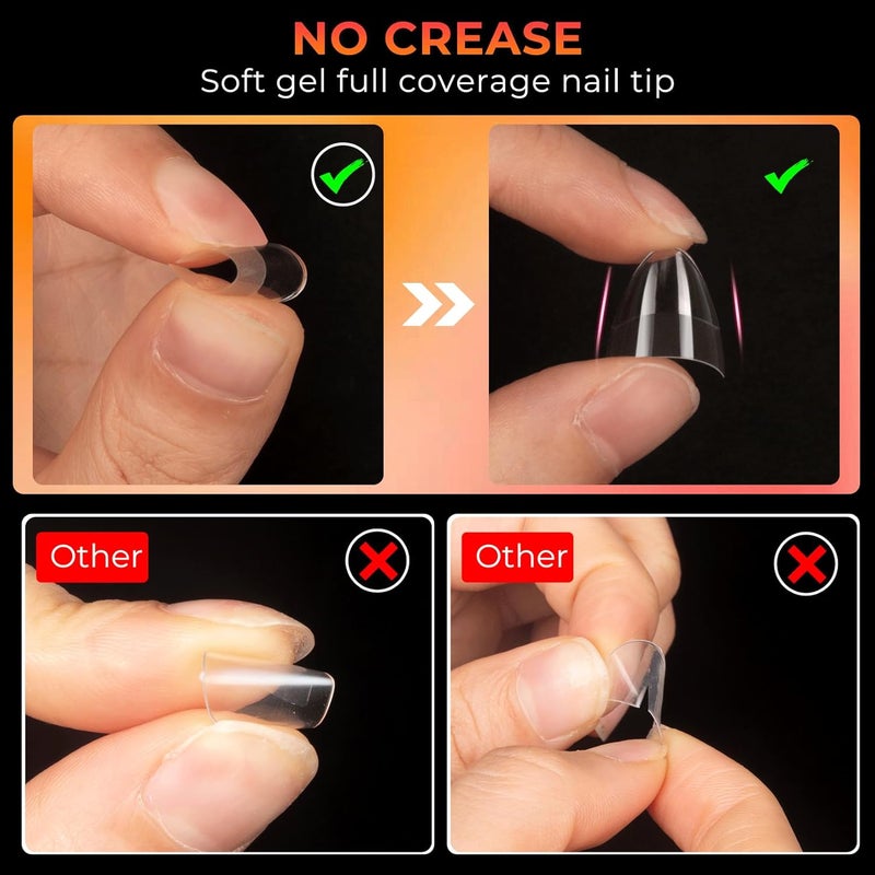 ranrose Short Almond Nail Tips 240PCS Half Matte Soft Gel Nail Tips 12 Sizes Short Almond Half Cover False Nails with Handles for Press on Nails Extension Art Home & DIY Nail Salon with Box - Image 2